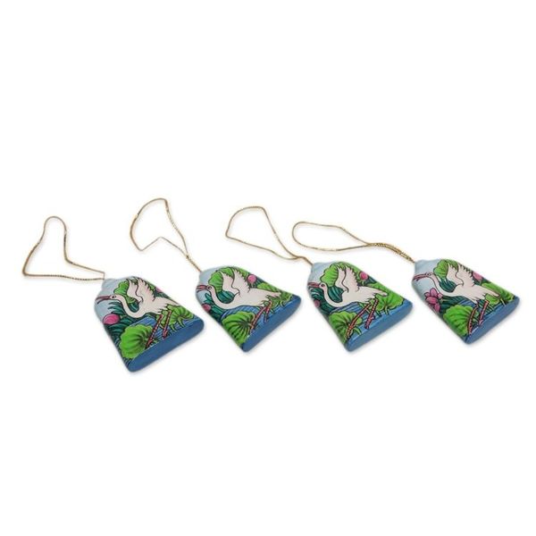 Alternate image for Hand Made Heron at Lakeside Holiday Ornaments Set of 4 Heron Lake