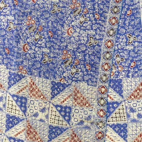 Alternate image for Batik Silk Shawl with Indigo Floral Motifs from Bali Orchid Temple in Indigo