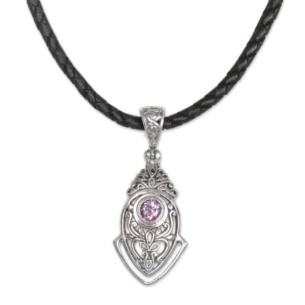 Alternate image for Sterling Silver and Amethyst Pendant Necklace from Indonesia Bali Amulet in Purple