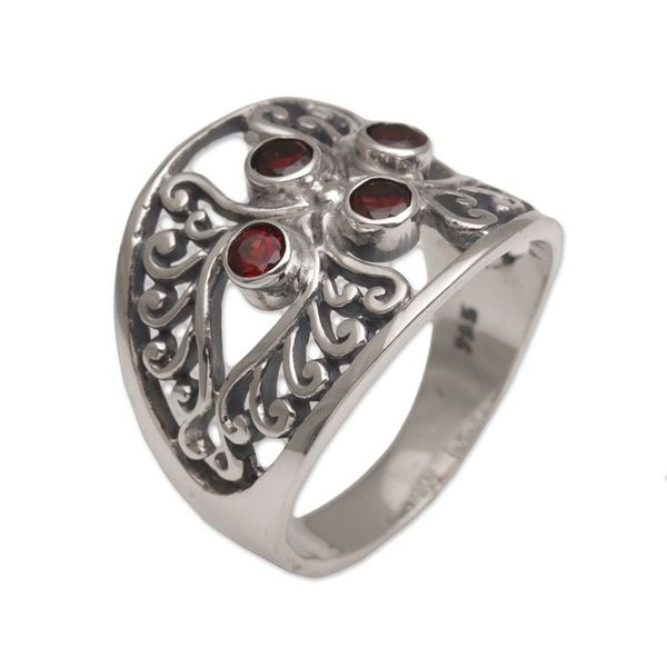 Alternate image for Garnet and Sterling Silver Cocktail Ring from Bali Vine Queen