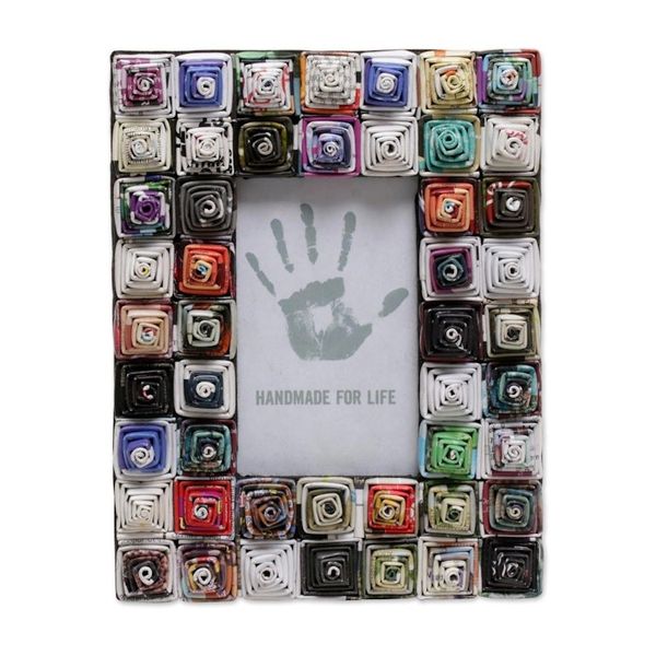 Alternate image for 3x5 Recycled Paper Photo Frame with Multicolored Squares Square Shrines