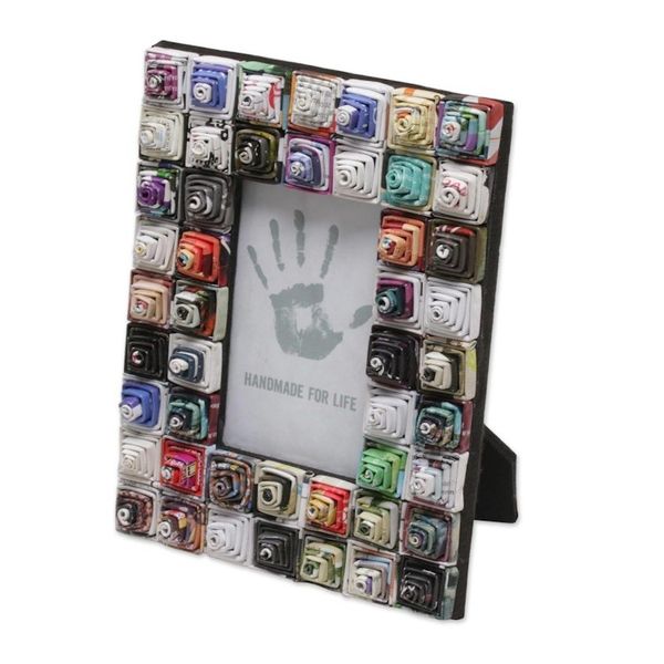 Alternate image for 3x5 Recycled Paper Photo Frame with Multicolored Squares Square Shrines
