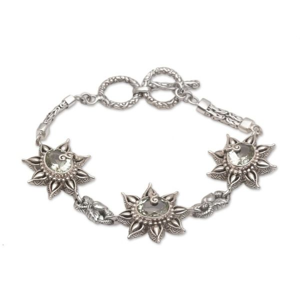 Alternate image for 925 Sterling Silver Floral Green Prasiolite Link Bracelet Prasiolite Garden