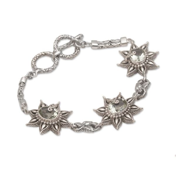 Alternate image for 925 Sterling Silver Floral Green Prasiolite Link Bracelet Prasiolite Garden