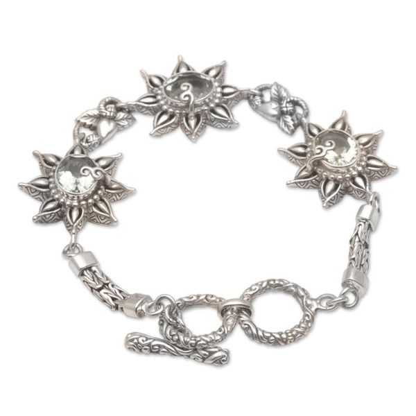 Alternate image for 925 Sterling Silver Floral Green Prasiolite Link Bracelet Prasiolite Garden