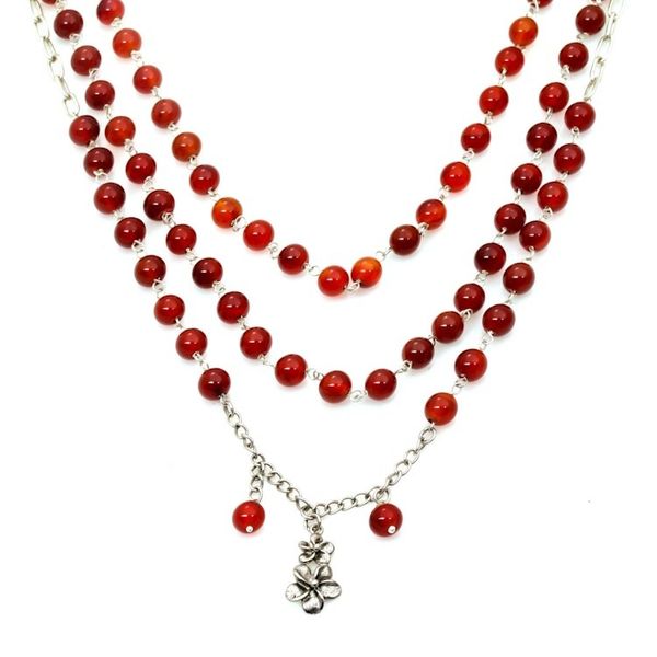 Alternate image for Floral Carnelian and Sterling Silver Link Bracelet from Bali Jepun Queen