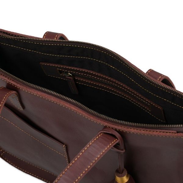 Alternate image for Handmade Dark Brown Leather Tote Shoulder Bag City Lines
