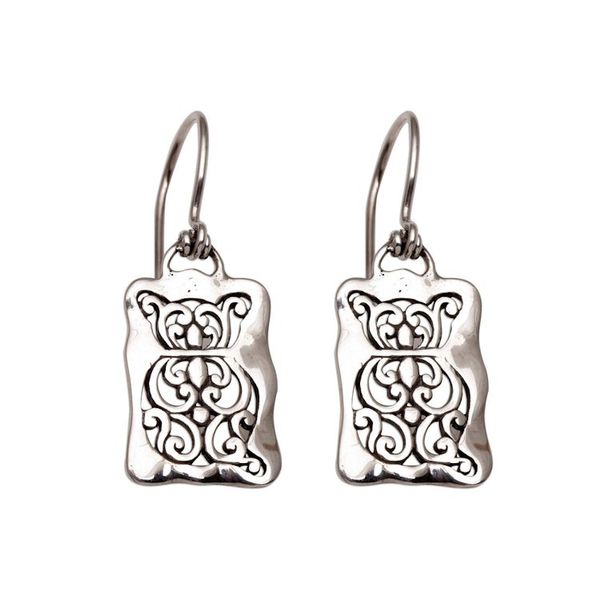 Alternate image for Cat Motif Sterling Silver Dangle Earrings from Bali Cat Swirls