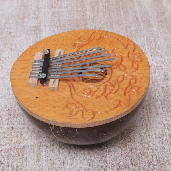 Alternate image for Handcrafted Coconut Shell Kalimba Thumb Piano from Bali Gecko Melody