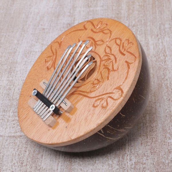 Alternate image for Handcrafted Coconut Shell Kalimba Thumb Piano from Bali Gecko Melody