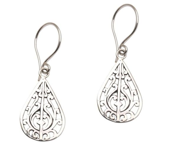 Alternate image for Sterling Silver Drop-Shaped Dangle Earrings from Bali Gunungan Vines