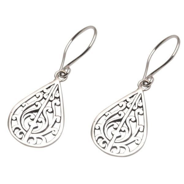 Alternate image for Sterling Silver Drop-Shaped Dangle Earrings from Bali Gunungan Vines