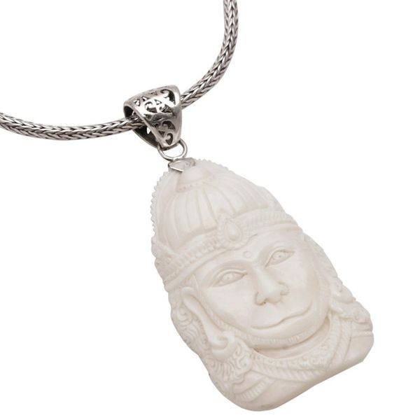 Alternate image for Sterling Silver and Bone Hindu Pendant Necklace from Bali Supreme Hanuman