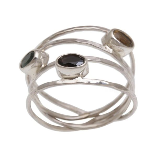 Alternate image for Green and Smoky Quartz and Citrine Ring from Bali Bold Majesty