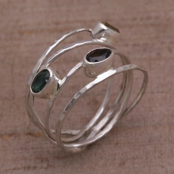 Alternate image for Green and Smoky Quartz and Citrine Ring from Bali Bold Majesty