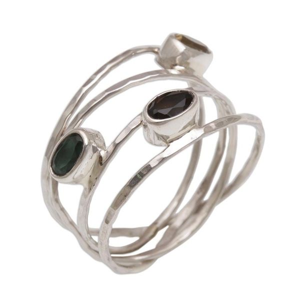 Alternate image for Green and Smoky Quartz and Citrine Ring from Bali Bold Majesty