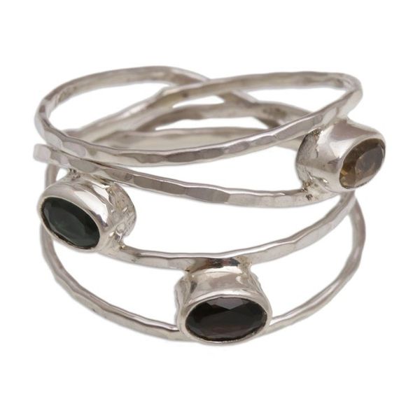 Alternate image for Green and Smoky Quartz and Citrine Ring from Bali Bold Majesty