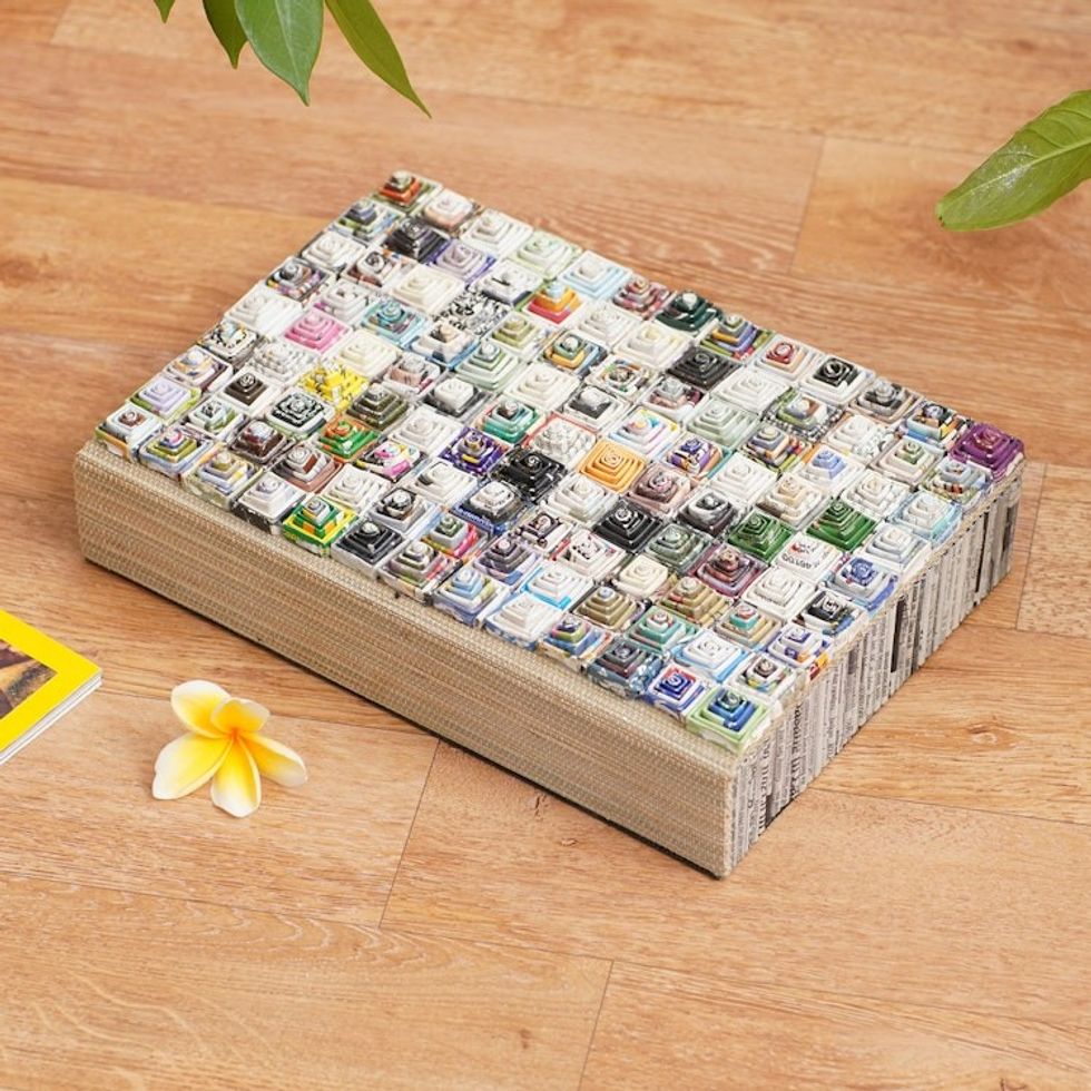 Handcrafted Recycled Paper Jewelry Box from Bali 'Temple City'