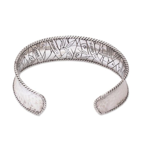 Alternate image for Sterling Silver Nature Themed Cuff Bracelet from Bali Reforestation