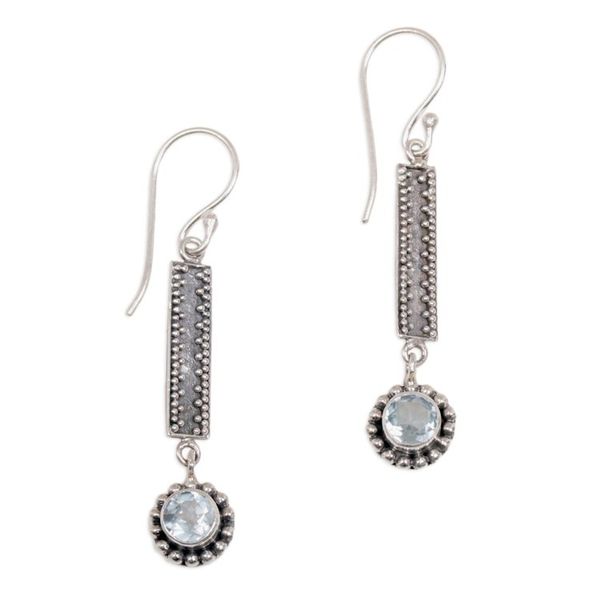 Alternate image for Sterling Silver and Blue Topaz Dangle Earrings from Bali Falling Raindrops