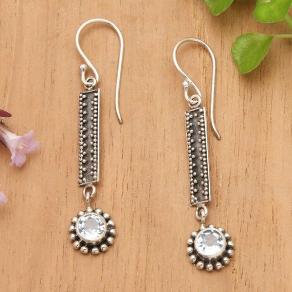 Alternate image for Sterling Silver and Blue Topaz Dangle Earrings from Bali Falling Raindrops