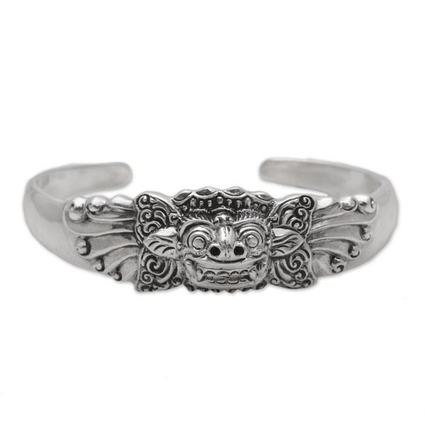 Alternate image for Sterling Silver Barong Cuff Bracelet NOVICA from Indonesia Smiling Barong