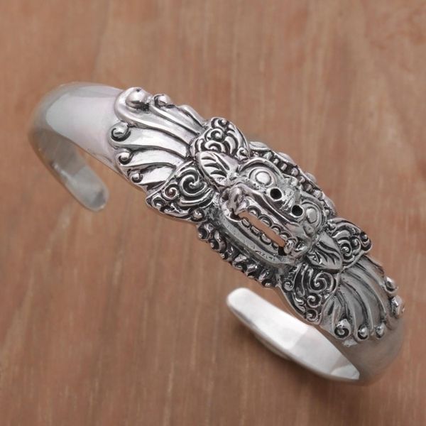Alternate image for Sterling Silver Barong Cuff Bracelet NOVICA from Indonesia Smiling Barong