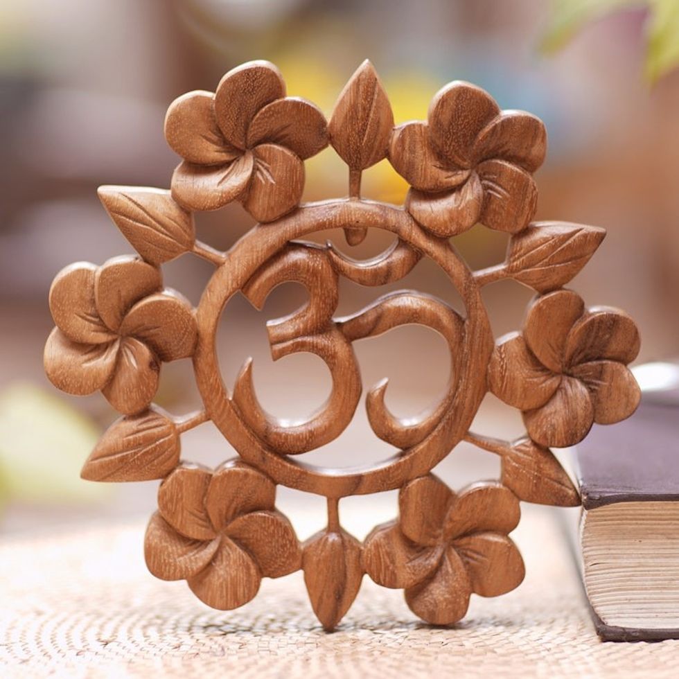 Hand Carved Suar Wood Wall Relief Panel from Indonesia 'Soul at Peace'