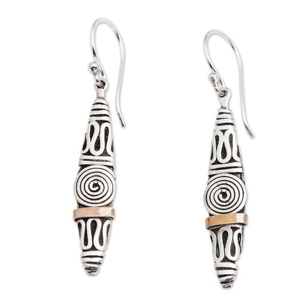 Alternate image for Gold Accent Sterling Silver Dangle Earrings from Indonesia Spiral Dreams
