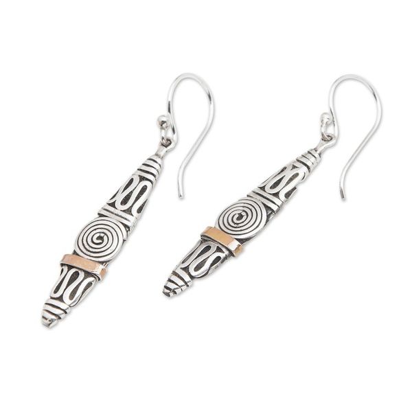 Alternate image for Gold Accent Sterling Silver Dangle Earrings from Indonesia Spiral Dreams
