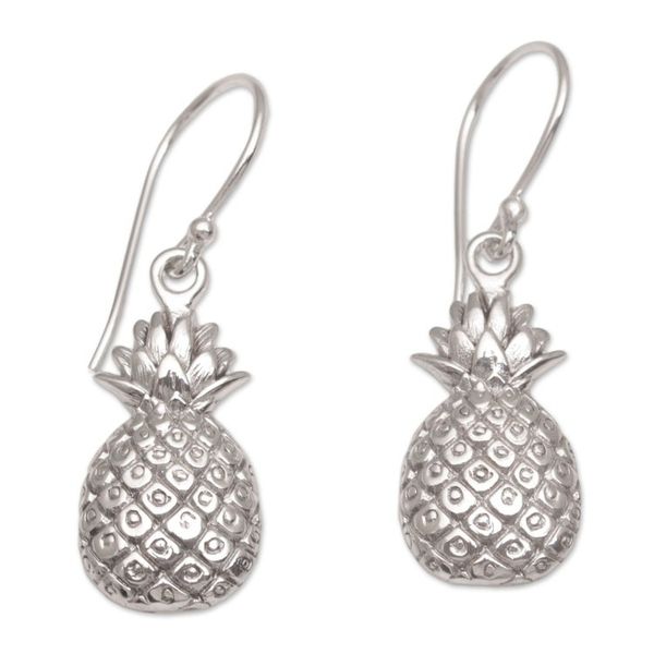 Alternate image for Tropical Pineapple Sterling Silver Dangle Earrings Luscious Pineapple