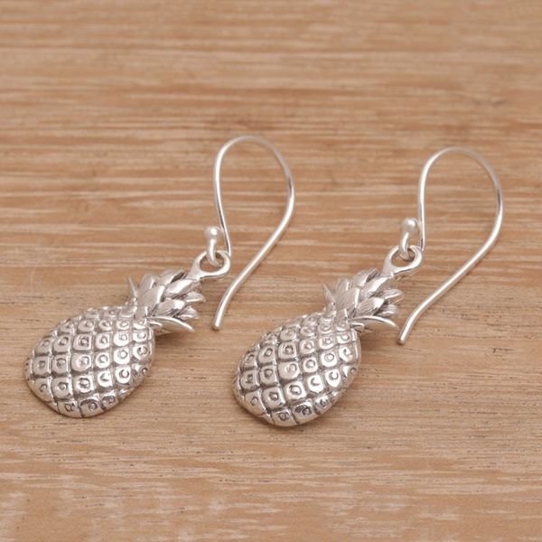 Alternate image for Tropical Pineapple Sterling Silver Dangle Earrings Luscious Pineapple