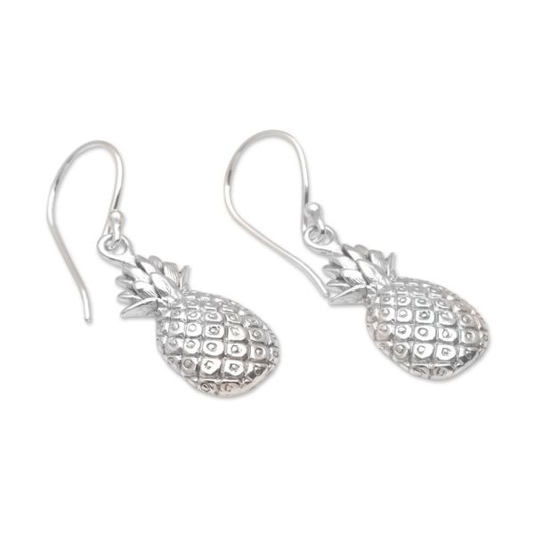 Alternate image for Tropical Pineapple Sterling Silver Dangle Earrings Luscious Pineapple