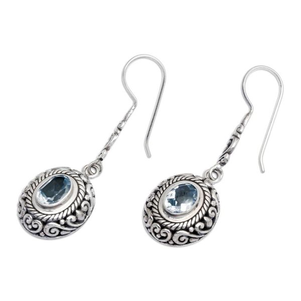 Alternate image for Handcrafted Blue Topaz and Sterling Silver Dangle Earrings Bright Wonder