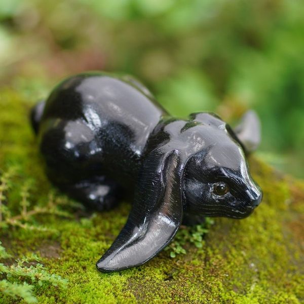 Alternate image for Handcrafted Suar Wood Rabbit Sculpture in Black from Bali Begging Rabbit in Black