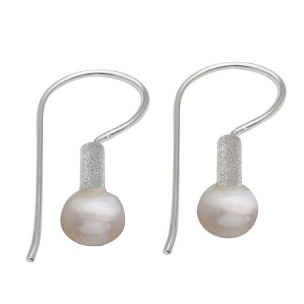 Alternate image for Contemporary Drop Earrings with White Cultured Pearls Subtle Finesse