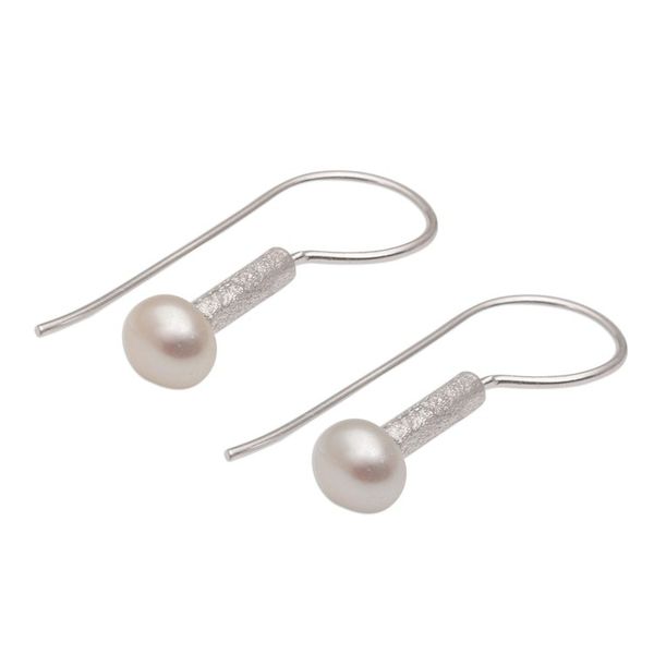 Alternate image for Contemporary Drop Earrings with White Cultured Pearls Subtle Finesse