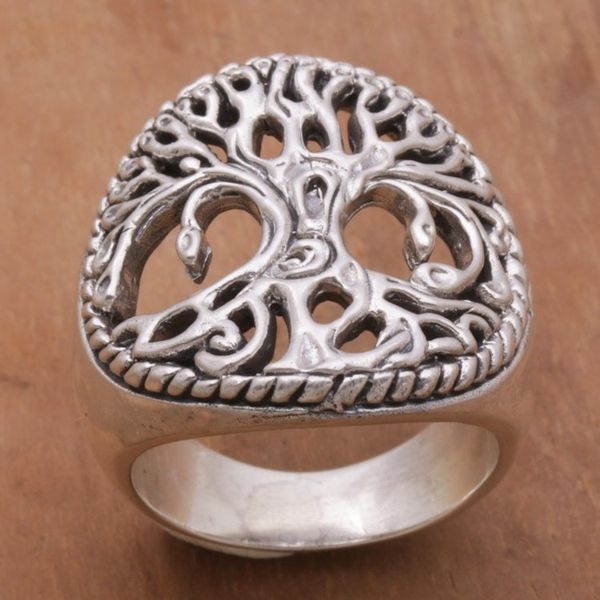 Alternate image for Sterling Silver Tree Cocktail Ring by Balinese Artisans Bali Tree