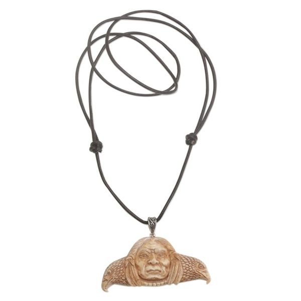 Alternate image for Handcrafted Spiritual Bone Pendant Necklace from Bali Untethered Spirit