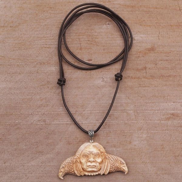 Alternate image for Handcrafted Spiritual Bone Pendant Necklace from Bali Untethered Spirit
