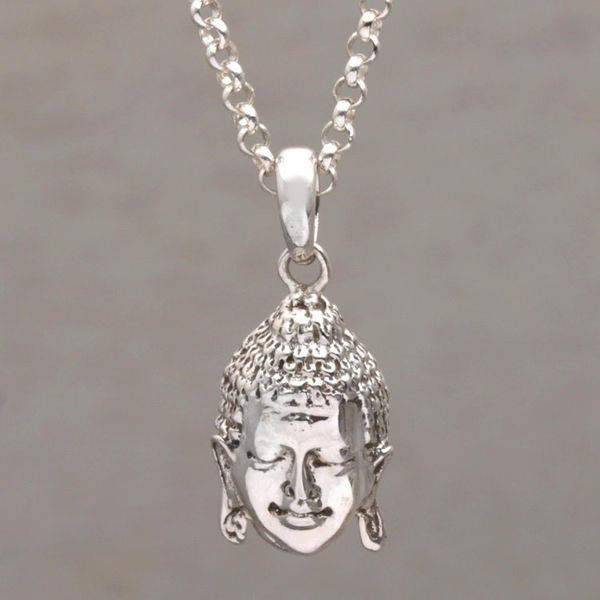 Alternate image for Sterling Silver Buddha Pendant Necklace from Bali Buddha Shine