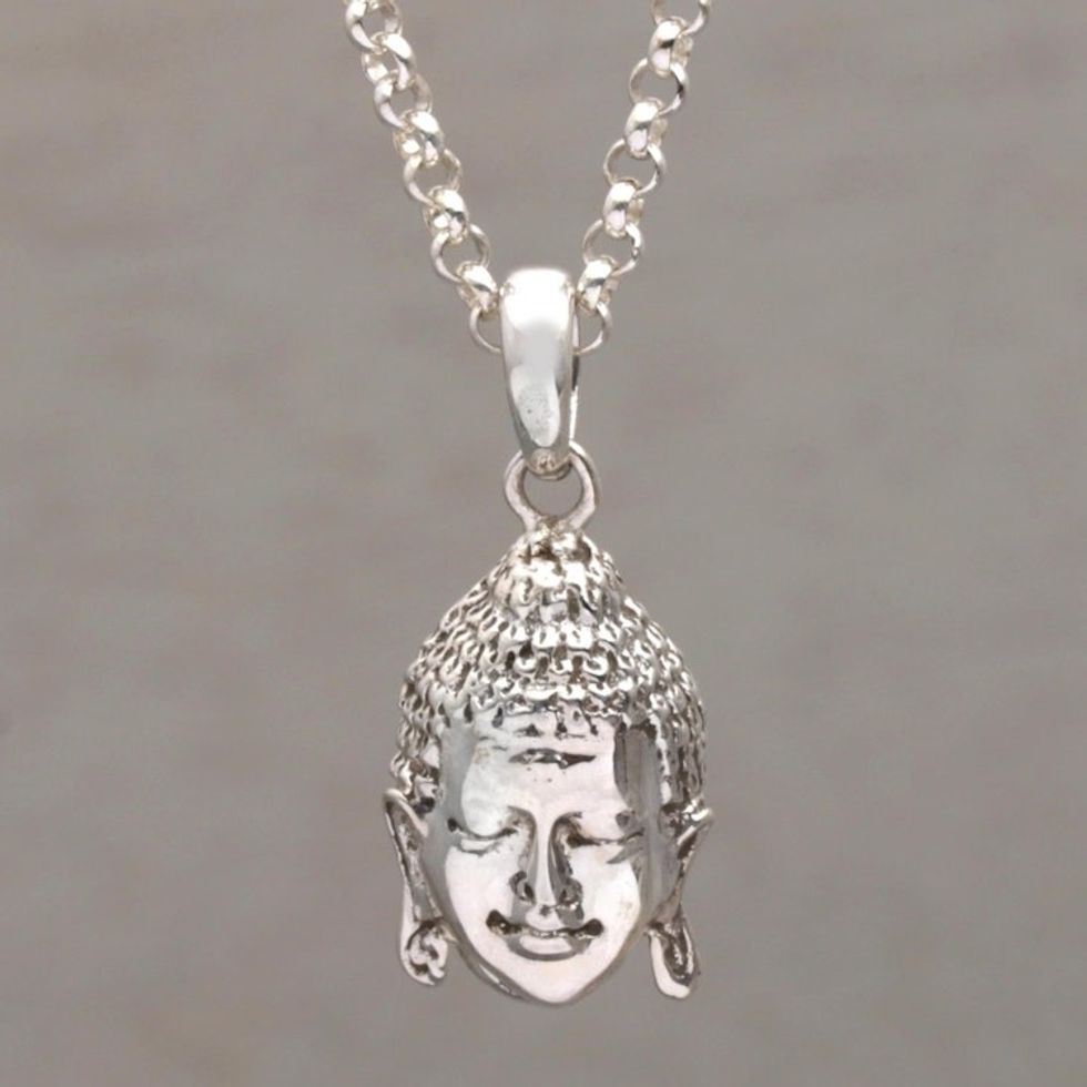 Sterling Silver Buddha Pendant Necklace from Bali 'Buddha Shine'