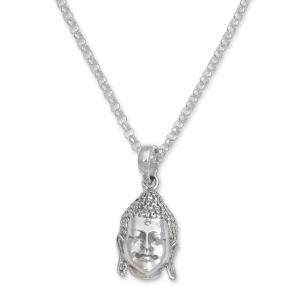 Alternate image for Sterling Silver Buddha Pendant Necklace from Bali Buddha Shine