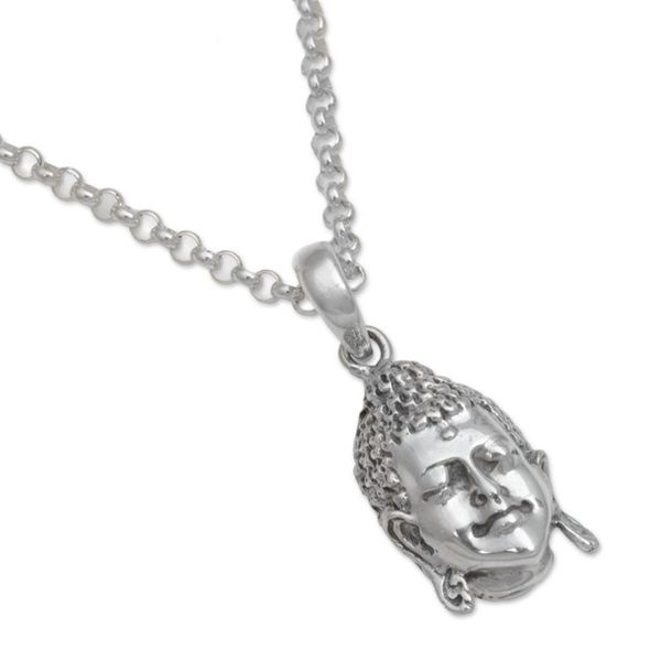 Alternate image for Sterling Silver Buddha Pendant Necklace from Bali Buddha Shine