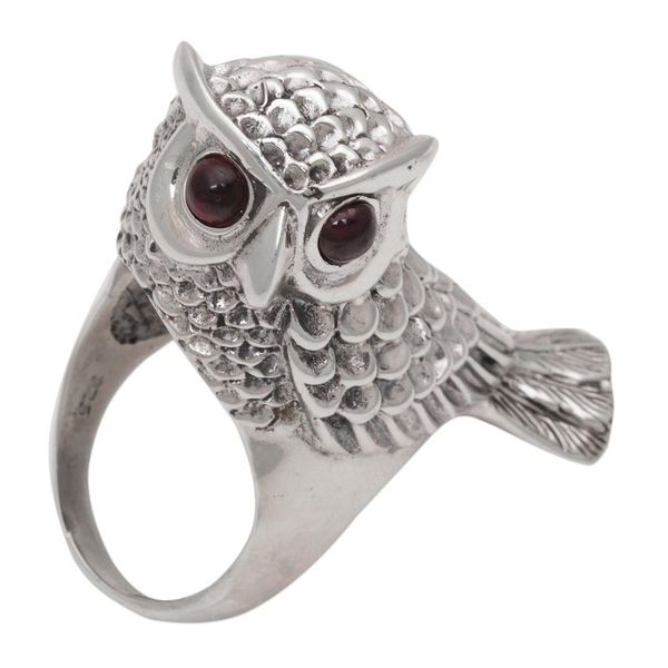Alternate image for Hand Crafted Sterling Silver and Garnet Cocktail Ring Wise Guardian