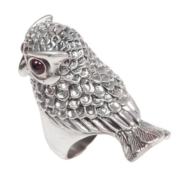 Alternate image for Hand Crafted Sterling Silver and Garnet Cocktail Ring Wise Guardian