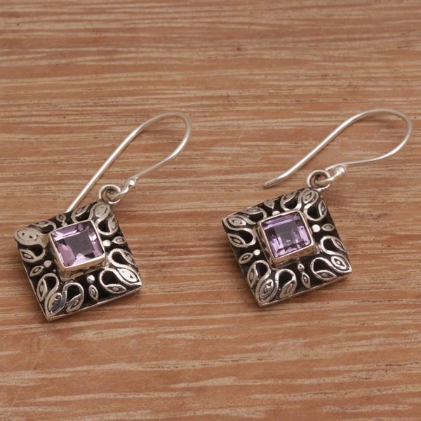 Alternate image for Sterling Silver and Amethyst Dangle Earrings from Bali Blessed Window