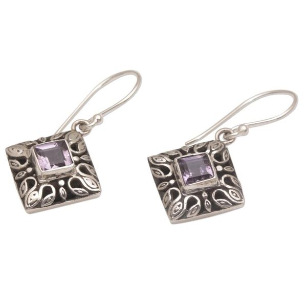 Alternate image for Sterling Silver and Amethyst Dangle Earrings from Bali Blessed Window