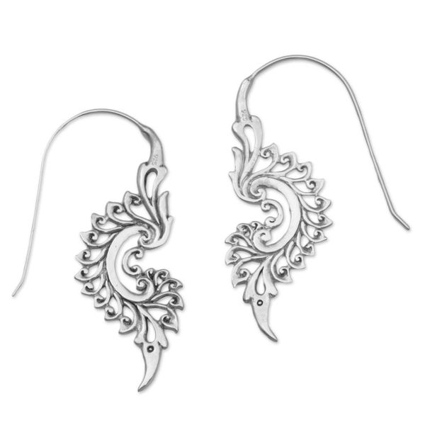 Alternate image for Indonesian Handmade Sterling Silver Tribal Drop Earrings Tribal Allure