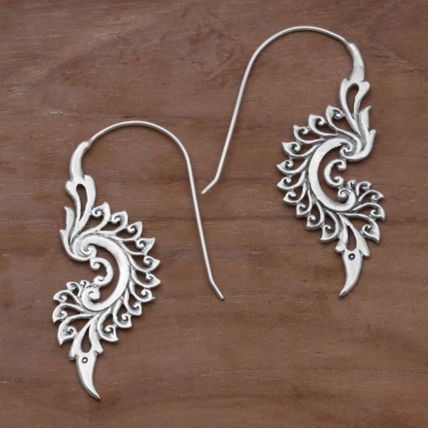Alternate image for Indonesian Handmade Sterling Silver Tribal Drop Earrings Tribal Allure